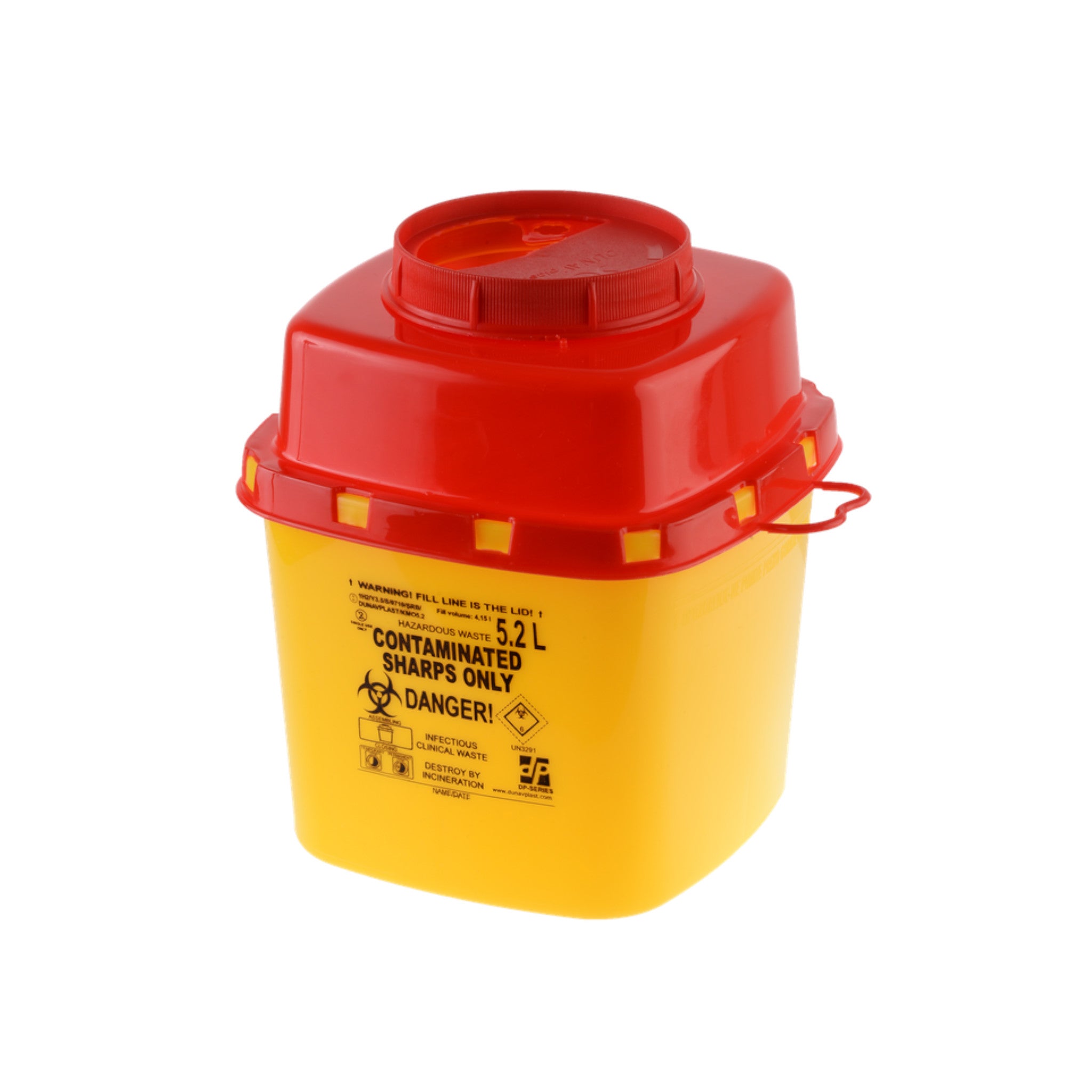 Produktbild von Med-Comfort Ampri Kanülen-Entsorgungsbox 1,5 Liter – Auslaufsicher, Gelb Mit Rotem Deckel