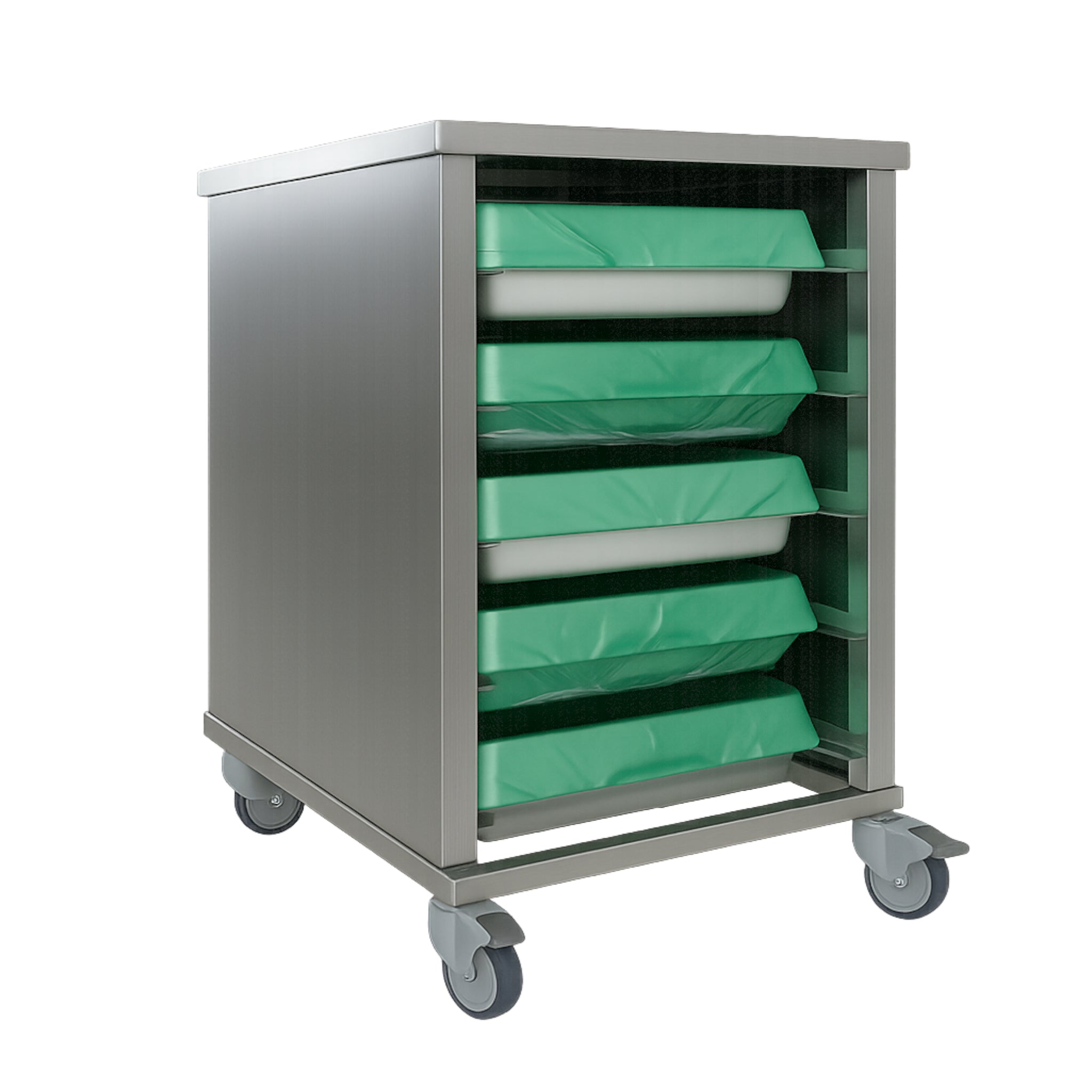 ENDOSURE 5er Endoskop Transportwagen aus V4A Edelstahl, ohne Tür