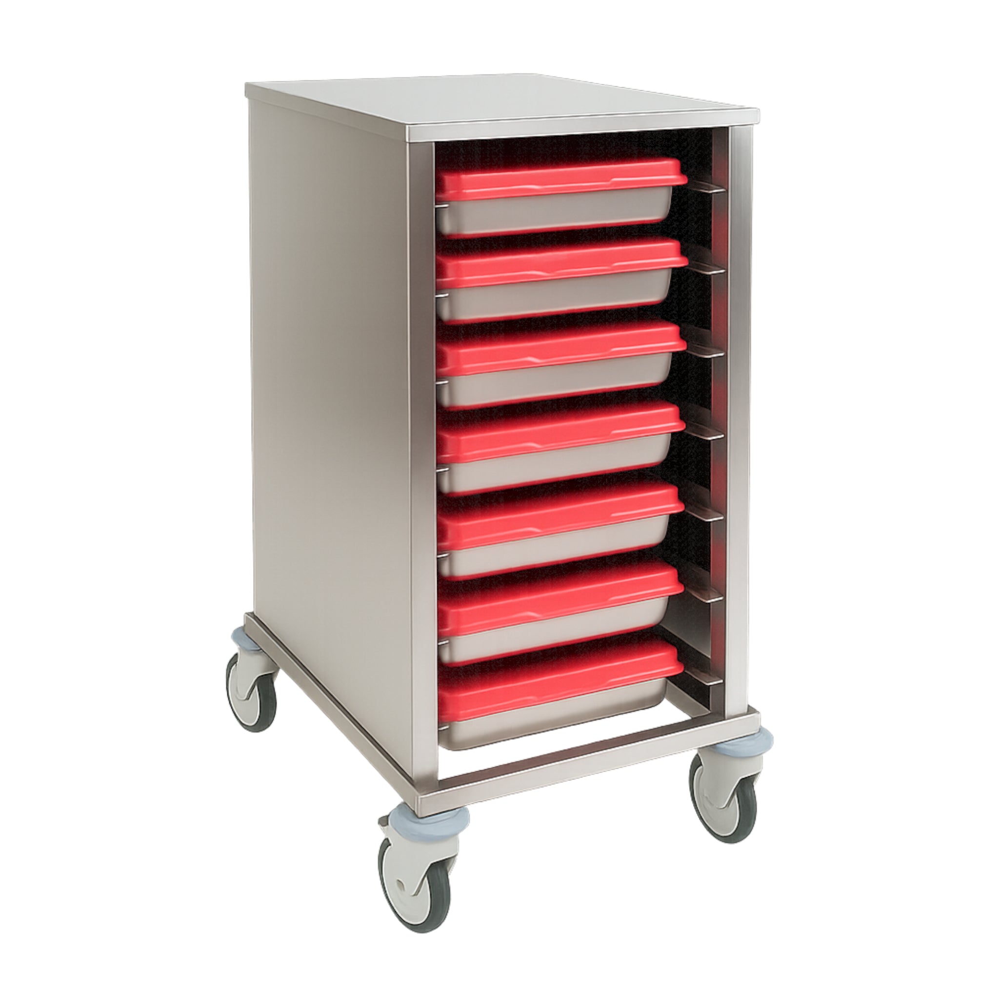 ENDOSURE 7er Endoskop Transportwagen aus V4A Edelstahl, ohne Tür