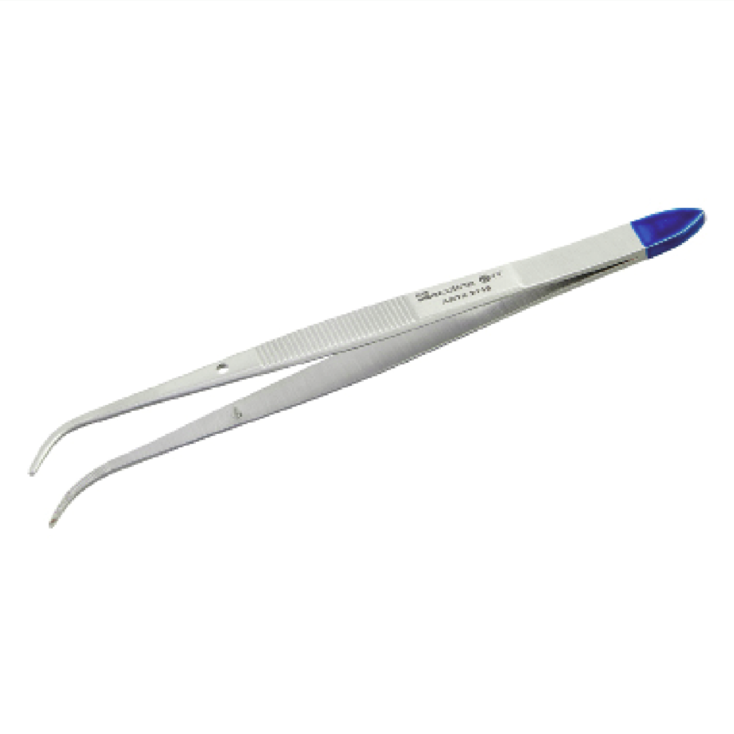 Splitterpinzette mit Stift seitw. gebogen 13 cm steril
